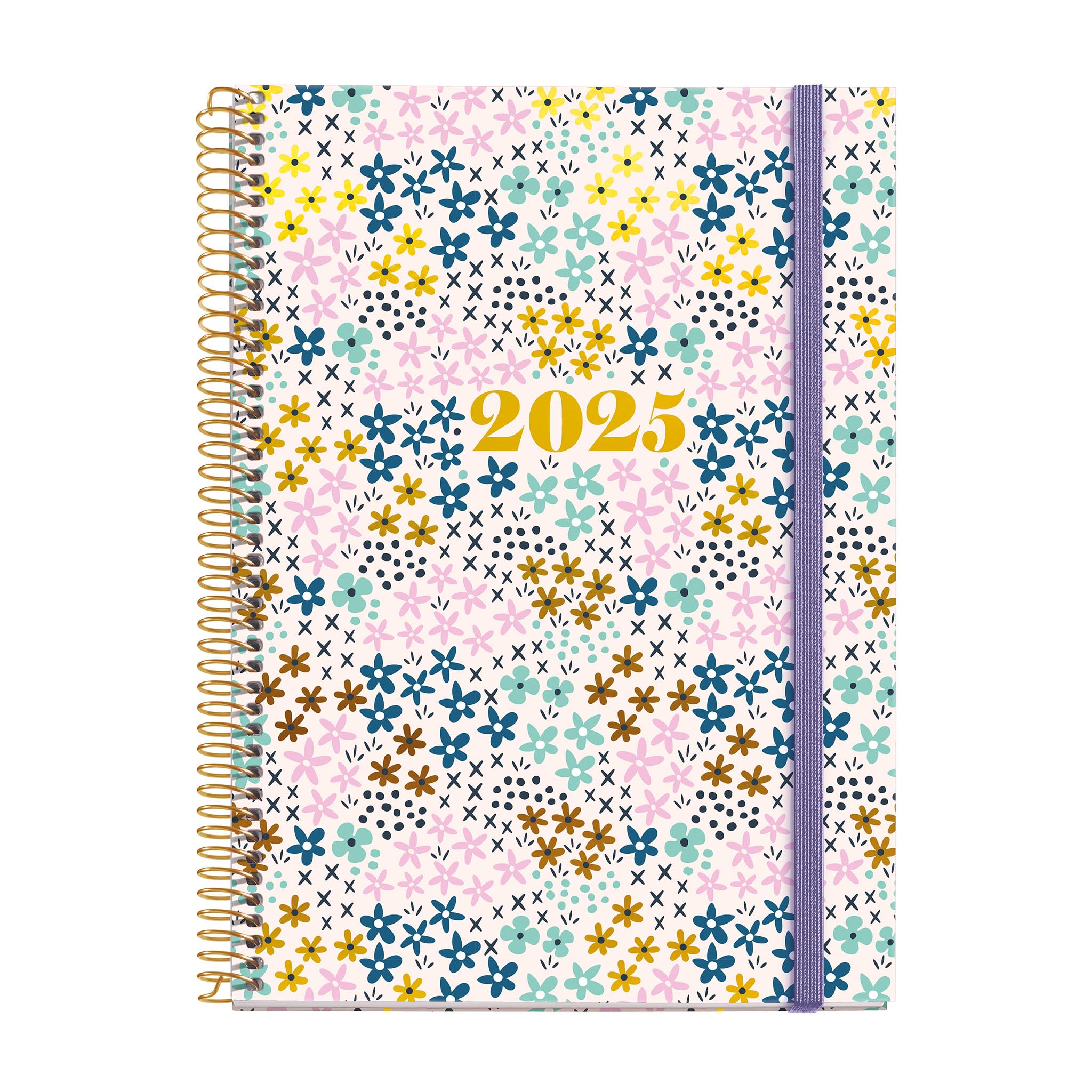 Miquelrius - 2025 Diary, Yearly Agenda 155 x 213 mm, Day Page Agenda, Laminated Cardboard Cover, Spiral, Elastic Closure, Paper 80 g/m², Catalan, English and Portuguese, Spring