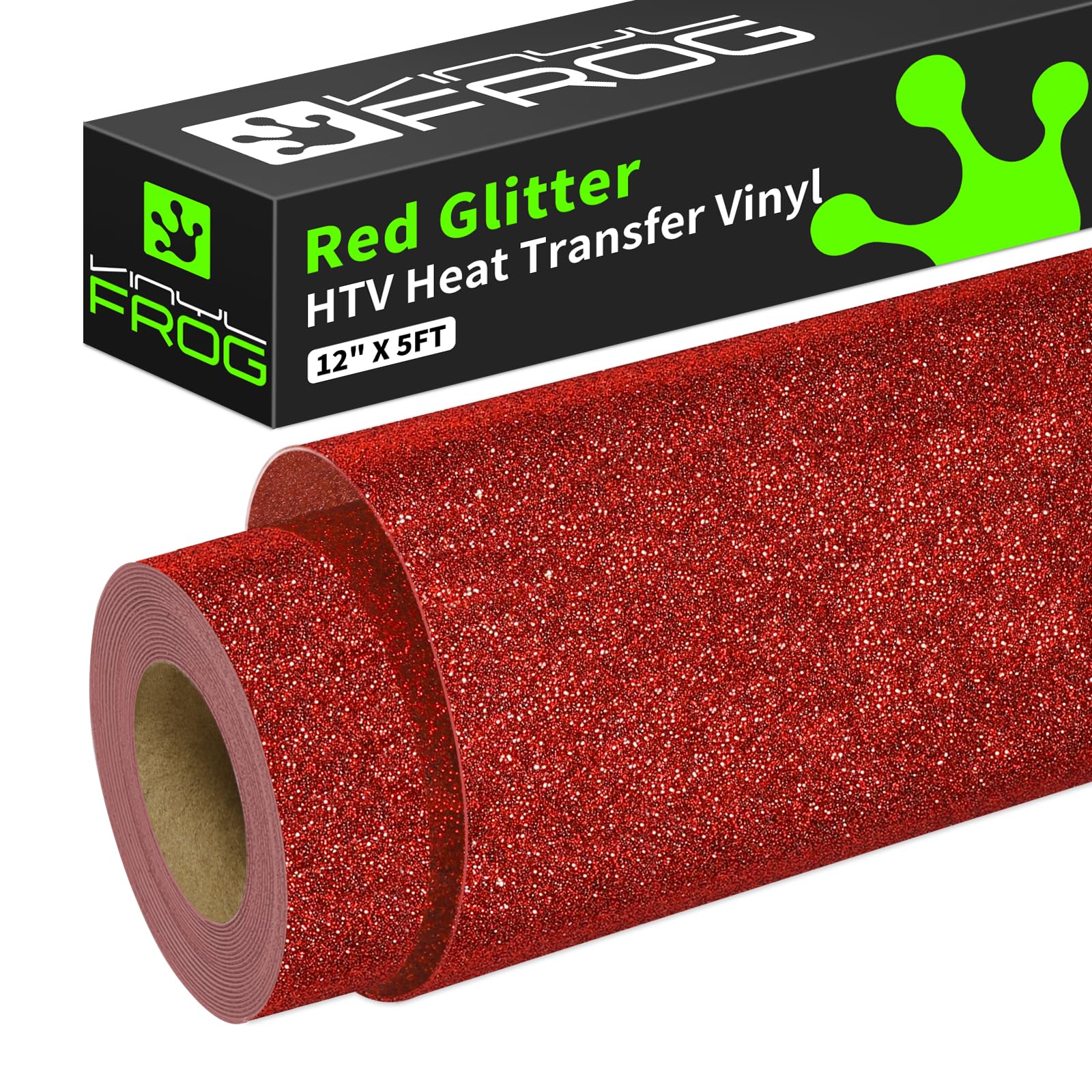 VINYL FROG Red Glitter Heat Transfer Vinyl Roll 30.5x155cm Heat Press for Cameo and Heat Press