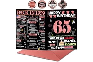 JOYCARD 65th Birthday Card with Envelope, 65th Birthday Gifts for Women, 65th Birthday Decorations for Her, Happy Birthday Cards for 65 Year Old Mom, Back in 1959, Funny Gift Idea for Friends or Wife
