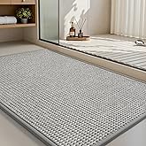 MontVoo Bath Mat,Chenille Absorbent Bathroom Mat Quick Dry Rubber Backed Bathroom Rugs Non Slip Washable Bath Mats,Ultra Thin Bathroom Rugs Fit Under Door,17"x24",Grey