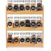 Jucoan 3-Tier Bamboo Spice Rack for Countertop, Wall Mounted Spice Holder Rack Seasoning Bottles Jar Organizer Shelf, Bathroom Organizer Rack, Spice Rack Only, Jars No Included, No Assembly Required