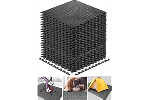 Walsai Exercise Mats Puzzle Foam Mats Gym Flooring Mat Cover 20 SQ.FT Interlocking Foam Mats with EVA Foam Floor Tiles for Home Gym Equipment Workouts Black