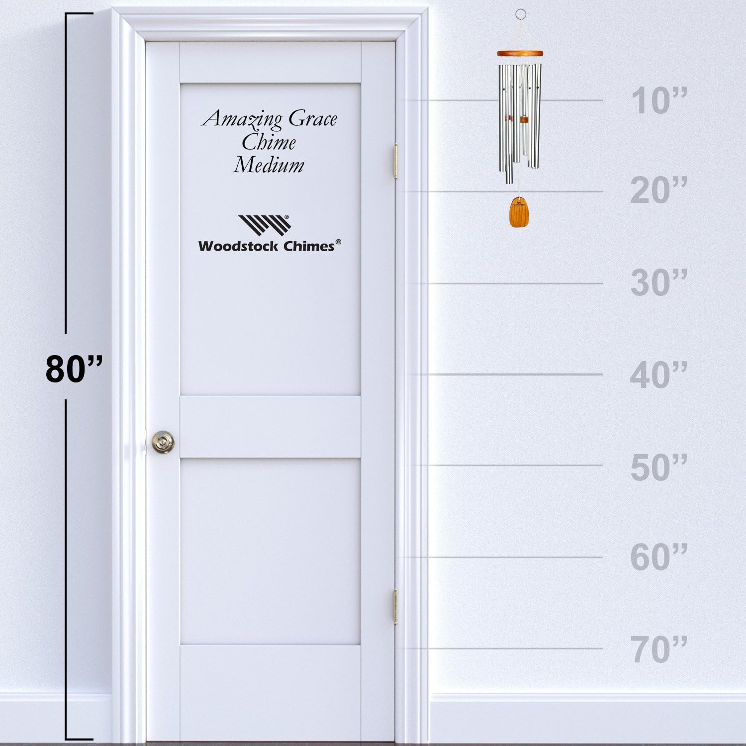 Woodstock Chimes - The Original Guaranteed Musically Tuned Amazing Grace Chime, Medium, Silver : Wind Bells : Garden & Outdoor