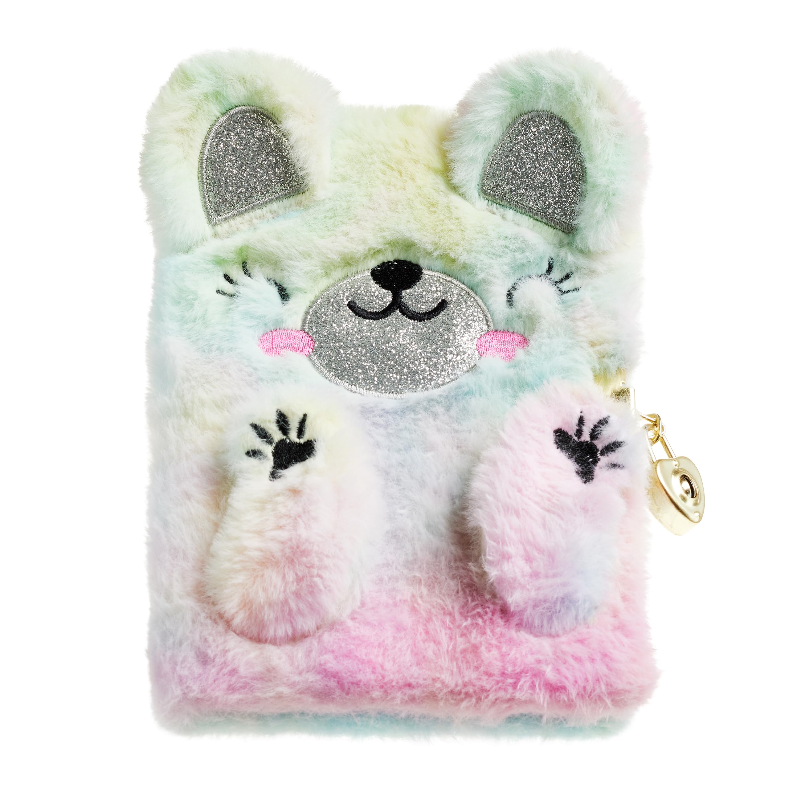 Miquelrius Back2Fun Secret Journal, Size 131 x 182 x 20 mm, Plush Feel Polyester Cover, Embroidered Details, Intimate Diary with Lock and Keys, 80 Lined Sheets 80 g/m², Bear Design