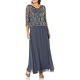 J Kara Womens Petite 3/4 Scallop Beaded Pop Over GownSpecial Occasion Dress