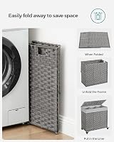 SONGMICS LCB363G01 140L Laundry Basket with Lid 3 Compartments Grey view 9