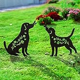 LHEARTMIC Dog Garden Decor for Outside Metal Decorative Garden Stakes Gifts for Women Men Black Labrador Dog Silhouette Statues Decorations for Yard Art, Patio, Backyard, Outdoor, Lawn Ornaments