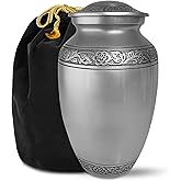 Everlight Memorials Cremation Urns for Human Ashes - Pewter Grecian Classic Large Decorative Urn for Adult Men & Women - Burial Urns for Adult Human Ashes