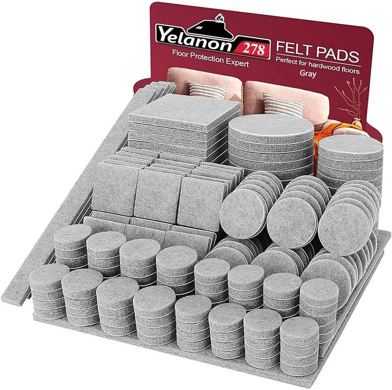 Yelanon Felt Furniture Pads 278 Pcs Self Adhesive Anti Scratch Floor Protectors
