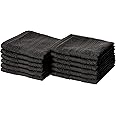 Amazon Basics Soft, Absorbent Fade Resistant Cotton Washcloths, 12-Pack, 12" L x 12" W, Black