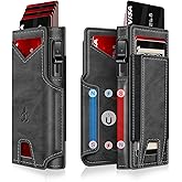 Wallet for Men Wallet with Slim Pop Up Card Holder 9-13 Cards, Bifold Minimalist Smart Wallet RFID Blocking Credit Card Holder with ID Window & Stretchable Cash Slot Compact Metal Aluminum Card Case