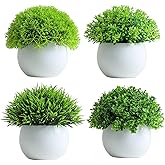 Fake Plants 4 Packs Artificial Potted Plants Faux Greenery Small Fake Shelf or Desk Greenery for Home Indoor,Faux-Indoor-Living Room-Home-Outdoor