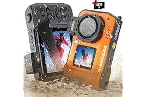 tupsio 8K UHD 70MP Digital Camera with 32GB Card Rugged Waterproof Dustproof Shockproof Dual-Screen Selfie 33FT Underwater Camera for Snorkeling Autofocus Point and Shoot Digital Camera