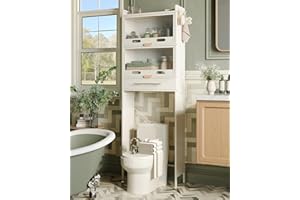 NETEL Over The Toilet Storage Cabinet with Flip Door, 3-Tier Bathroom Shelf Over Toilet, Bathroom Space Saver Organizer Rack for Bathroom, Laundry (White)