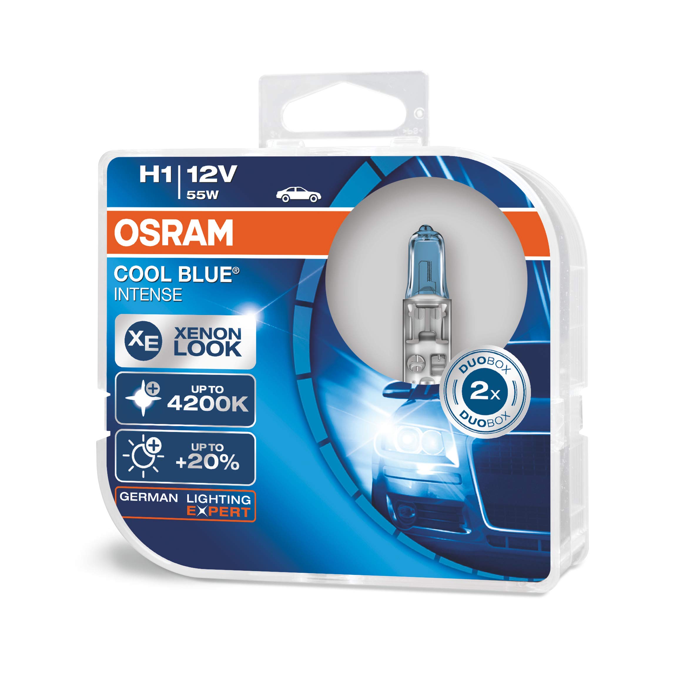 Osram 64150CBI-HCB Halogen Headlamp Bulb H1, 12V, Cool Blue Intense, Duo Box
