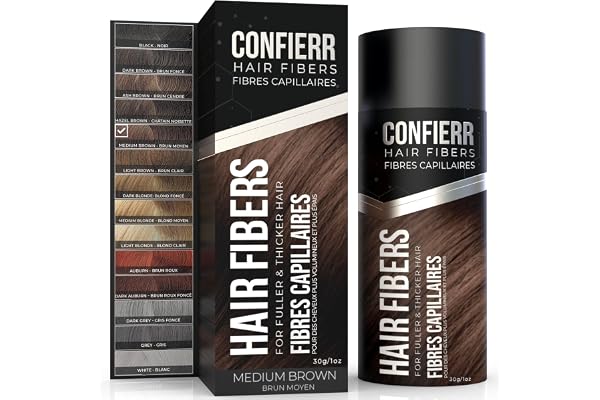 CONFIERR Hair Fibers for Men & Women (30 Grams, Medium Brown) - Fill In Fine Hair for Instantly Thicker, Fuller Look