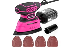 THINKLEARN Detail Sander - 13000 OPM Compact Electric Sander Tool, 1.2A Mouse Sanders with 15Pcs Sandpapers and Dust Box, Handheld Sanding Machine for Woodworking, Furniture and Small Projects