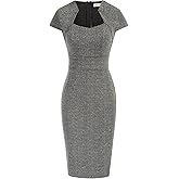 GRACE KARIN Women's Gorgeous Pencil Dress Cap Sleeve Tweed Pencil Dress for Work