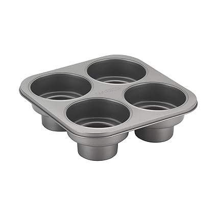Cake Boss Novelty Nonstick Bakeware 4-Cup Round Cakelette Pan, Gray