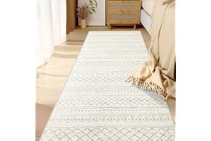 AOYAOMI Runner Rug 2x7 Boho Geometric Area Rug: Washable Kitchen Rug Entryway Rug, Soft Non Slip Moroccan Long Hallway Rug for Bedroom Bathroom Laundry Entryway Staircase Foyer(Beige,2X7)
