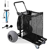 Beach Cart Foldable Fishing Trolley with 12 inch Balloon Wheels for Sand All-Terrain