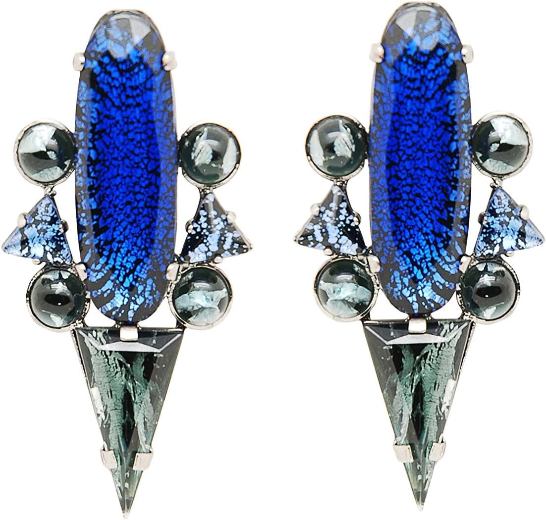 Mouton Collet Brooks Mix of Bohemian Crystal and Sterling Silver Clip-on Earrings