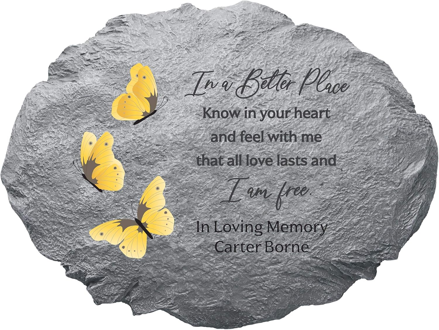 Let's Make Memories Personalized Sympathy Stepping Stone - I Am Free - Condolence & Memorial Gift - Customize with Message -11”Lx6”Wx3”D