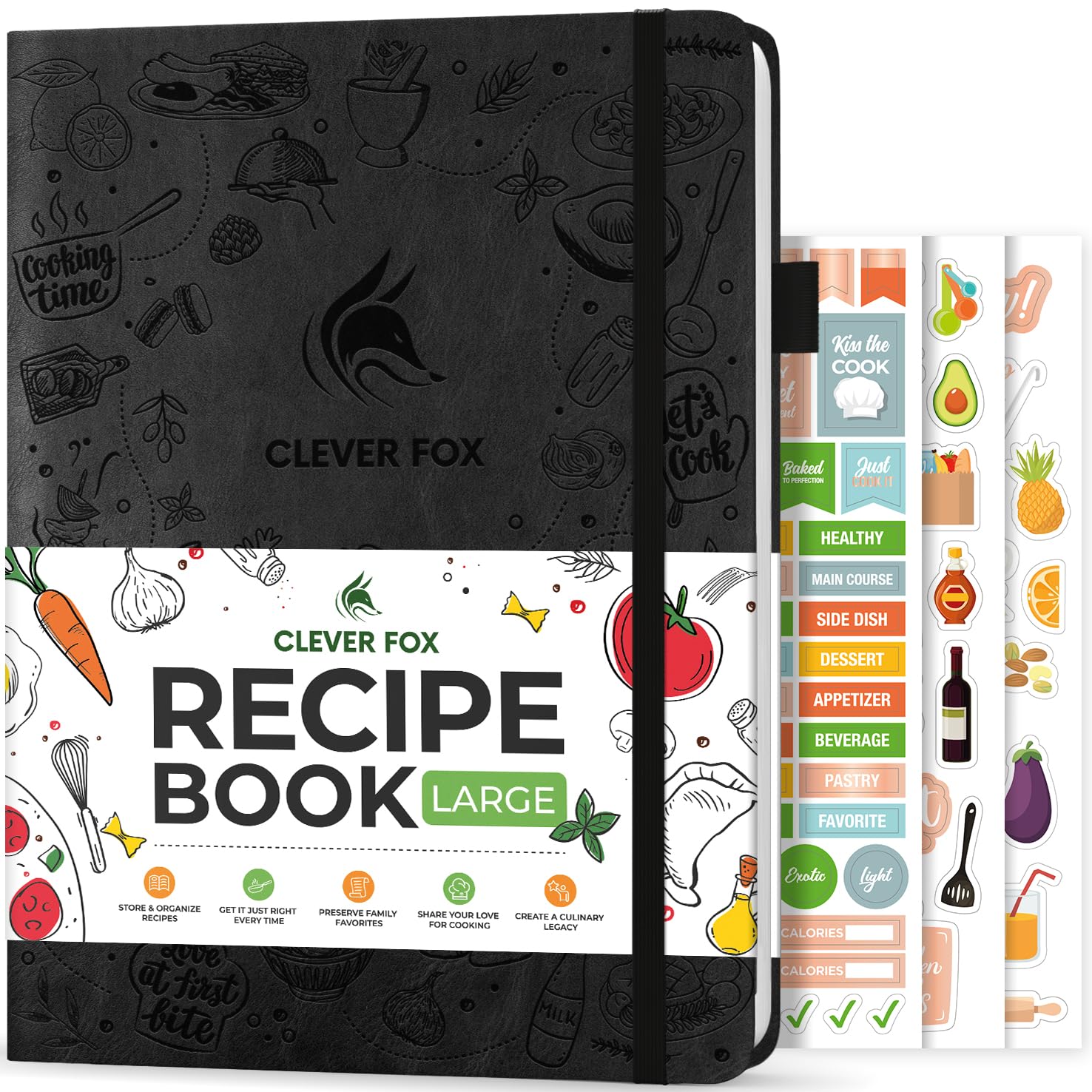 Clever Fox Recipe Book – Make Your Own Family Cookbook – Blank Recipe Notebook Organizer – Empty Cooking Journal to Write In Recipes – Large Size, 21 x 28cm, Hardcover, Black — image 1