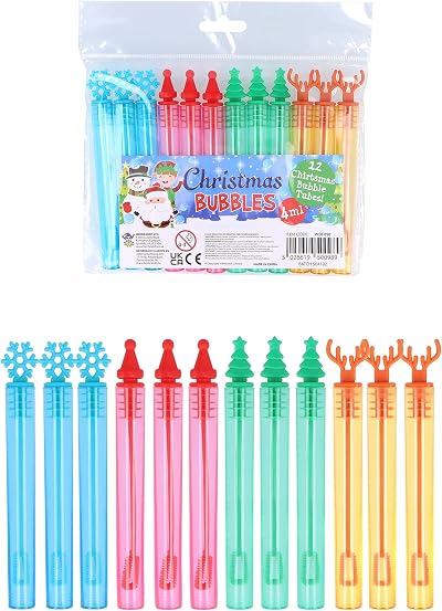 Henbrandt 12 x Mini Christmas Bubble Tubes with Wand 4ml Bubbles