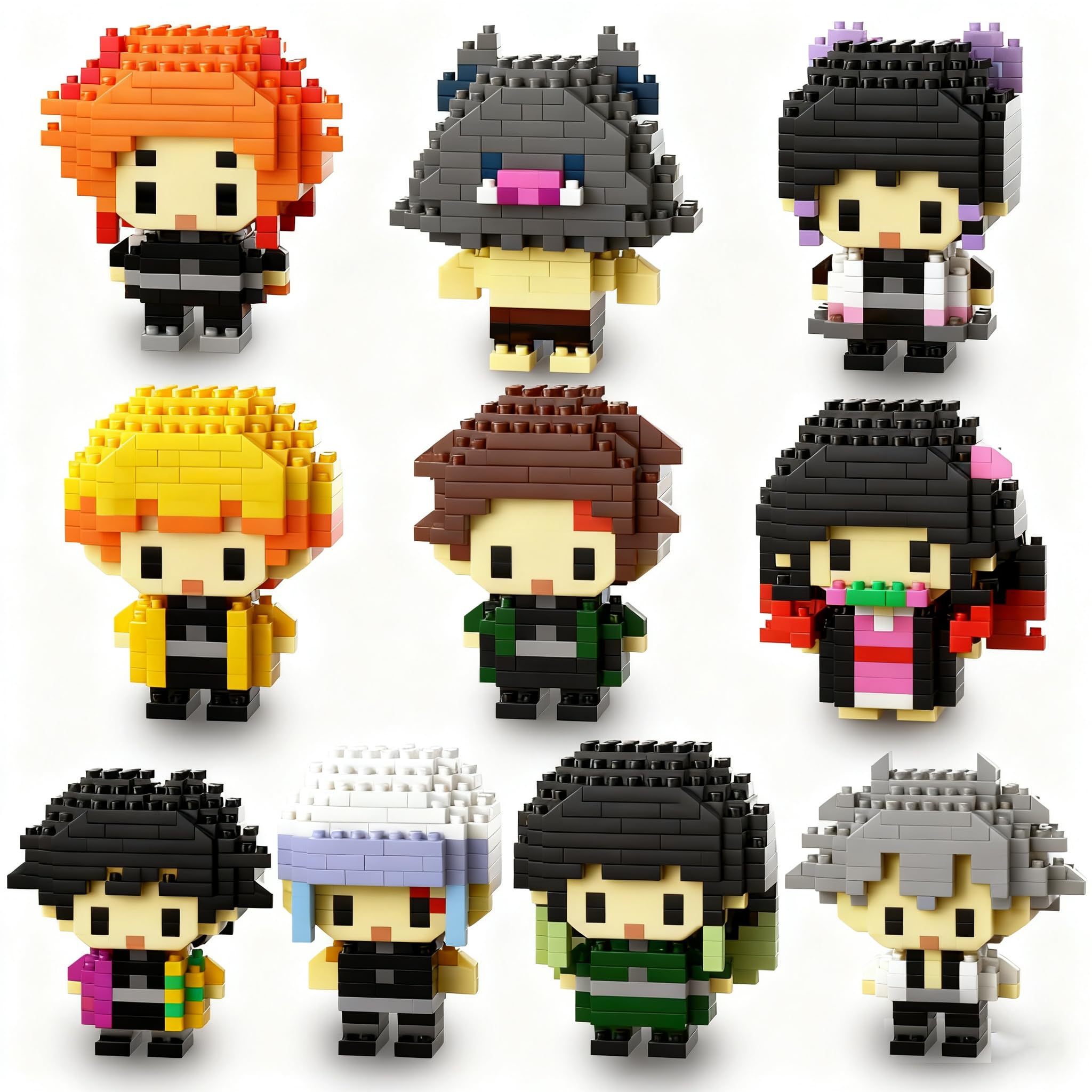 Photo 1 of 10 Kill Demon Anime Figures Building Block Kit Set, Top Popular Monster Slayer Characters Micro Brick Models Head, Japanese Manga Toy Merch Collectible Christmas Day Gift for Fans, Teen 14+(2000PCS)