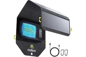 CALLSUN 28W Solar Charger with 10000mAh Power Bank, Foldable Solar Panels with 1 USB-C and 2 USB-A Ports Fit for Multiple Devices, IP67 Waterproof Portable Solar Panel for Camping Hiking Backpacking