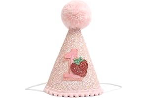 HGFC Handcrafted Strawberry Birthday Hat - Unique Pink Party Headwear - Perfect First Celebration Accessory