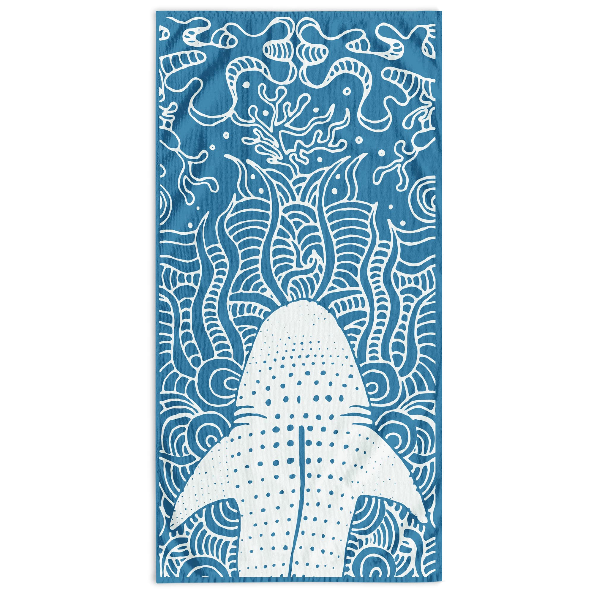 DecoKing Beach Towel Large 90 x 180 cm 100% Cotton Terry Velour Bath Towel Easy Care Soft and Absorbent Quick-Drying Beach Towel Dark Blue Navy White Shark