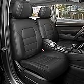 Motorbox Deluxe Edition Napa Leather Seat Covers for Cars, Trucks, & SUV – 2 Black Car Seat Covers for Front Seats - Universal Fit Truck, SUV, & Car Accessories Interior Protector for Most Vehicles