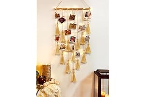 ANROYE Macrame Hanging Photo Display, Picture Holder with 30 Clips for Bedroom Wall, Polaroid Boho Gallery Hangers with LED Light String, Room Decor Gifts for 10 11 12 13 14 Year Old Teen Girl