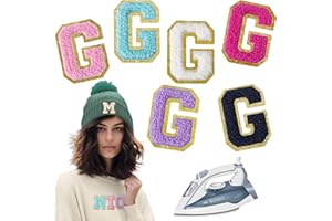 Aganmi 6Pcs Iron on Transfer Letter Patches,Chenille Letter Patches,2inch Preppy Varsity Letter Patches for Clothing Shirts Hats Jackets Sport Jerseys Jeans Shoes Backpacks and DIY Craft,G