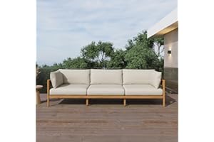 Acanva Modern Outdoor Patio Furniture Set, All-Weather Aluminium Conversation Sectional Sofa with Thick Cushions for Backyard, Garden, Porch, Couch, Beige