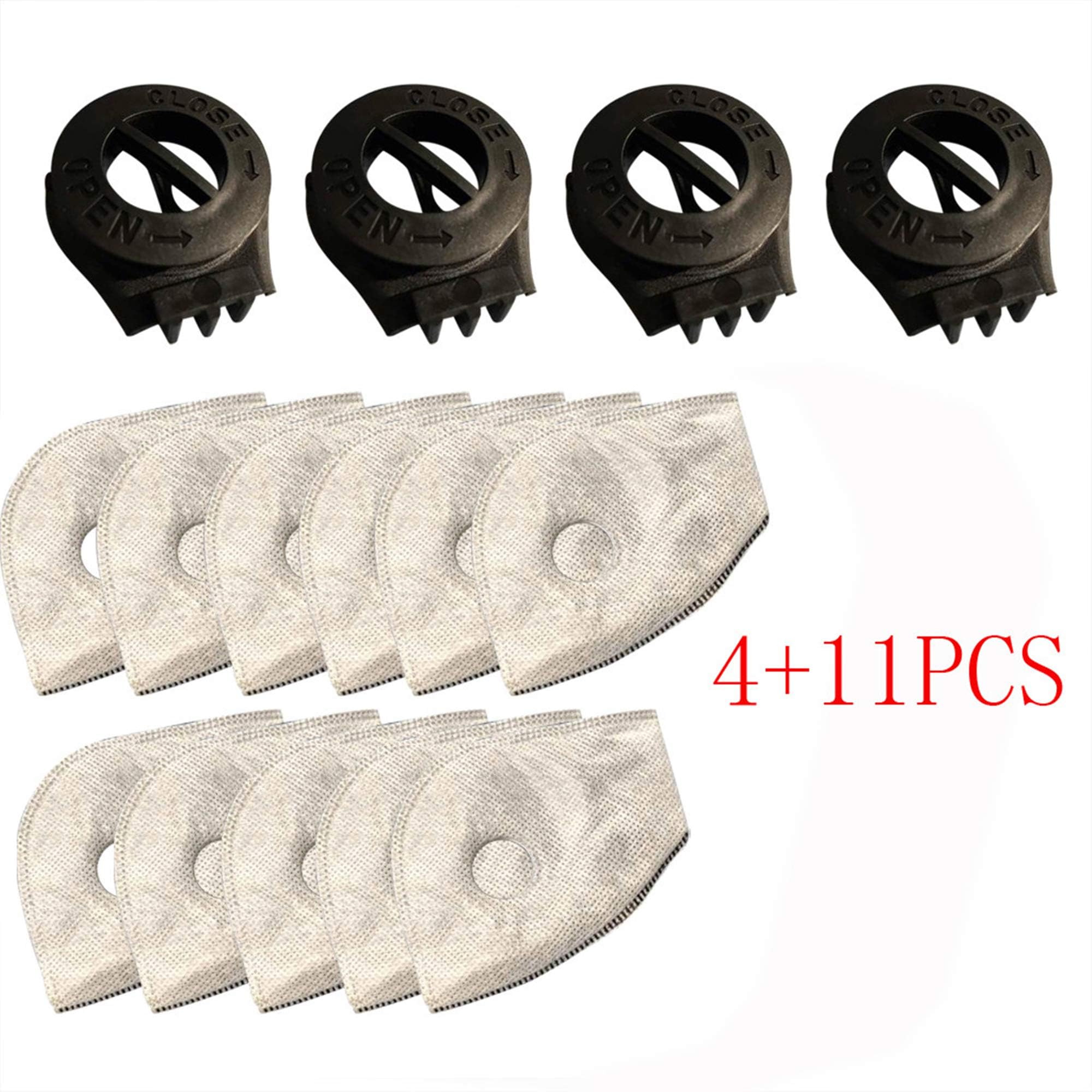 Flyalone ⭐ Filters 11Pcs Active Carbon N99 N95 PM2.5 Filters for Mesh or Neoprene Dust Mask with 4 Exhaust Valves Replacement Dust, Dust Mask Filter for Reusable Dust Pollution Mask Air Purifier Masks