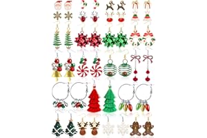 LUYI 23 Pairs Christmas Earrings for Women Xmas Holiday Dangle Earrings Christmas Stud Tree Snowflake Bow Bells Light Earrings Bulk Cute Christmas Party Jewelry Gifts