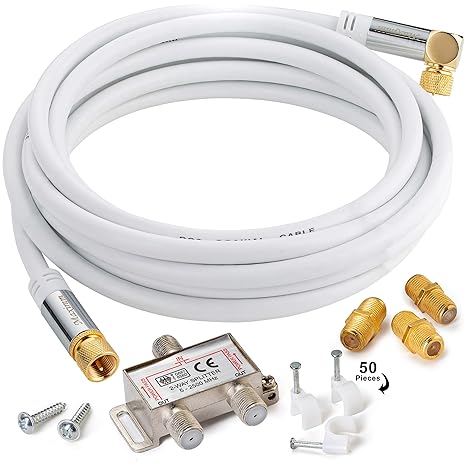 Maximm Cable coaxial Recto a Angular, 10 pies, Blanco, RG6 F ...