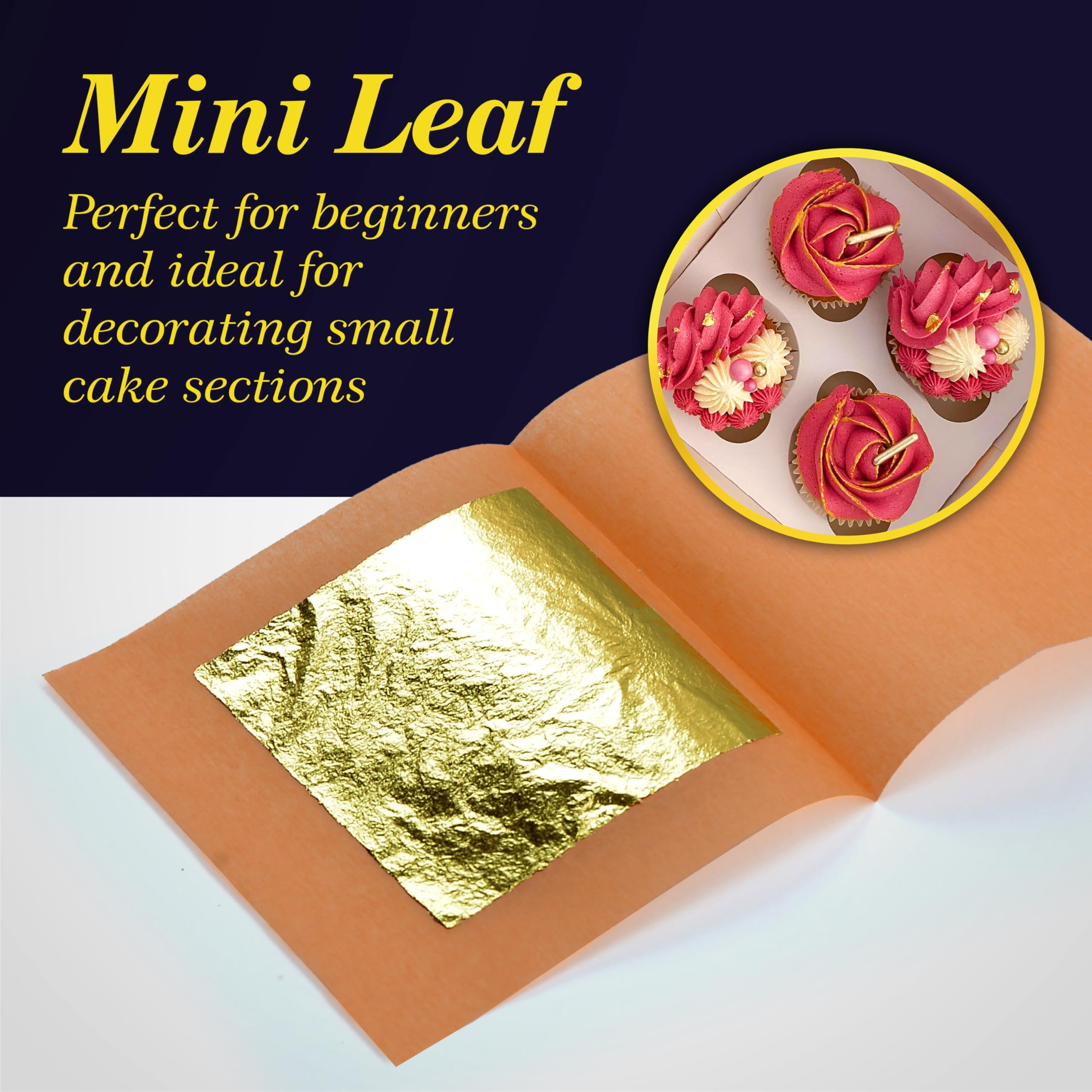Barnabas Blattgold Edible Gold Leaf 24K - Cake Decorations, Loose Gold Leaf Sheets for Cupcakes - 1.5 inches, Interleaf of 48