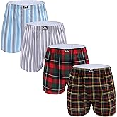 Pima Paradise Men’s Woven Boxer Shorts 4-Pack – Ultra-Soft, Stretchy, Tagless, Wrinkle-Free Comfort Fit