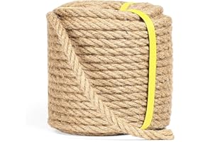 Yetlunsion Jute Rope Heavy Duty 3/8-Inch by 50-Feet Natural Hemp Rope, Twisted Hemp Rope for Crafts, Gardening, Bundling, Railings, Home Decorating