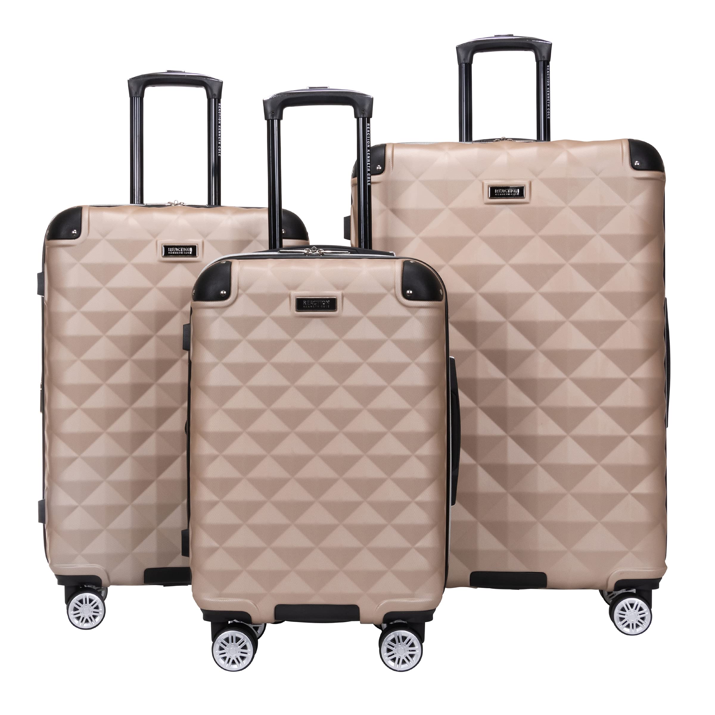 Kenneth Cole REACTION Diamond Tower Collection Lightweight Hardside Expandable 8-Wheel Spinner Travel Luggage, Rose Champagne, 3-Piece Set (20