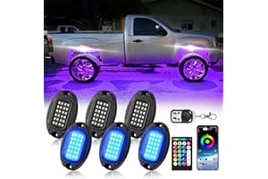ZONECONA 6Pods High Brightness Metal RGB LED Rock Lights with APP/RF Remote Control, Multicolor Waterproof Neon Underglow Lights Music Mode Exterior Underbody Lights 12V for Jeep Trucks Golf Cart UTV ATV SXS