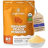 Jungle Powders Organic Peach Powder 5 Ounce Bag Powdered Freeze Dried Peaches No Sugar Added Fruit Powder Peach Extracts and Flavorings for Baking Juice Concentrate Flavor