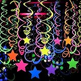 56 Pieces UV Hanging Swirls Decorations Paper Neon
