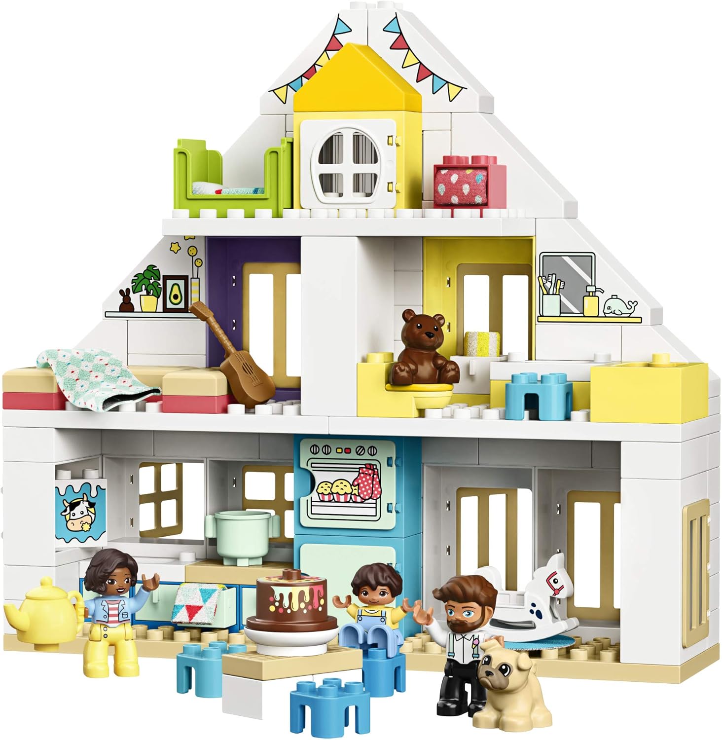 LEGO DUPLO Town Modular Playhouse 10929 Dollhouse with Furniture and a Family, Great Educational Toy for Toddlers, New 2020 (129) Pieces: Toys & Games