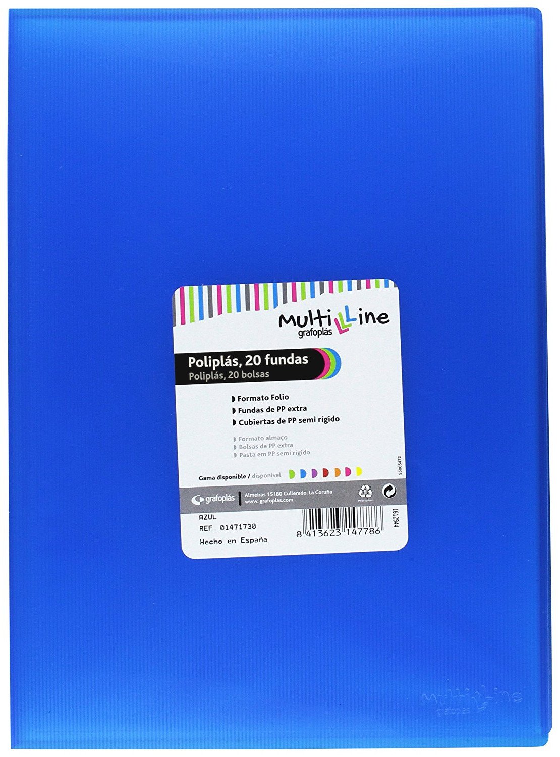 grafoplas 1451730 – Folder 20 Sleeves, Foolscap, Tapas PP, Blue