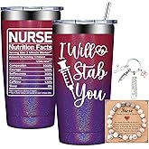 BIRGILT Nurse Gifts for Women - Christmas Gifts for Nurses Female, Practitioner, Nursing Student - Graduation, Appreciation, Nurses Week Gift - 20oz I Will Stab You Nurse Tumbler Cup for Her